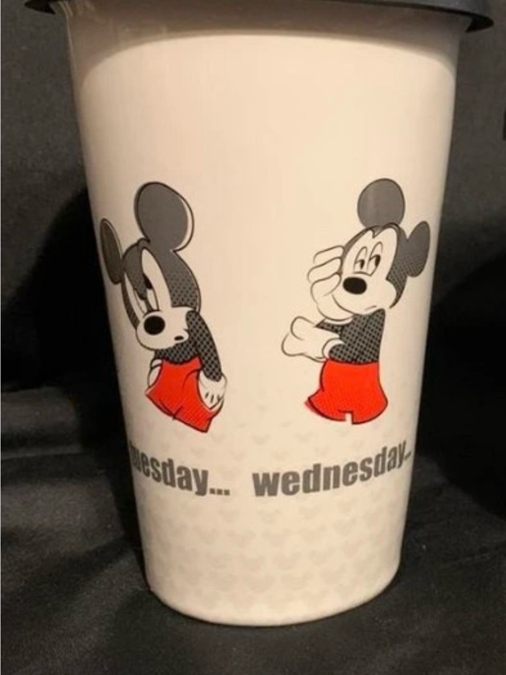Disney White Mug with Black Mickey Illustrations and Red Shorts
